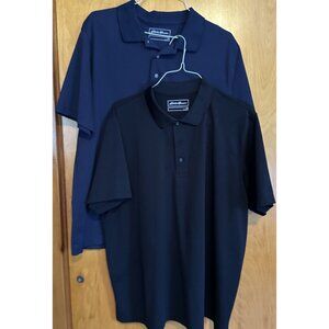 2 Eddie Bauer Short Sleeve Polo Golf Shirts Men's XL . Royal Blue And Black.